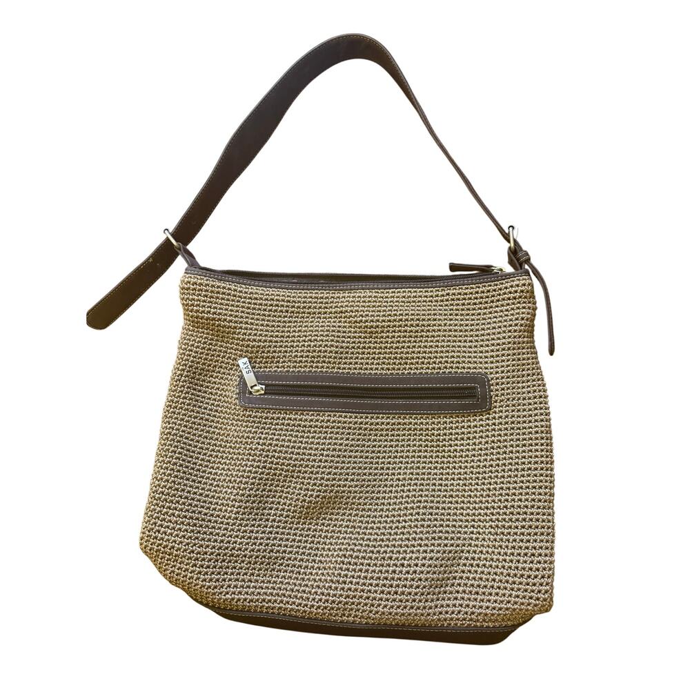 the sak brown crochet shoulder bag
